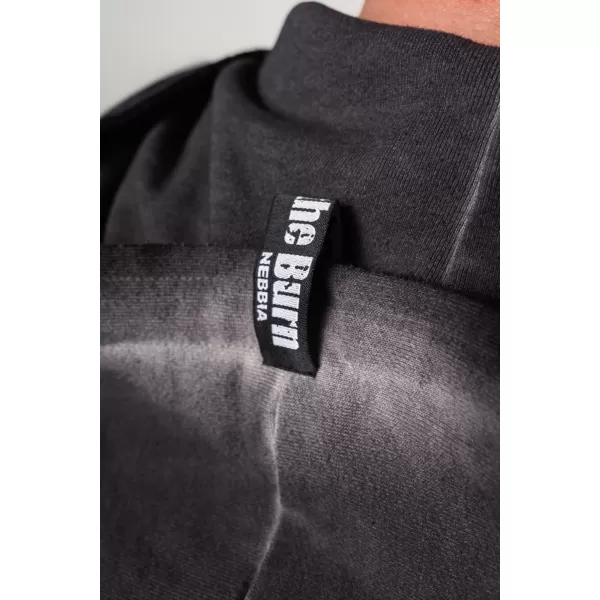  NEBBIA Washed-off mikina na zip GYM BRO 362 BLACK 