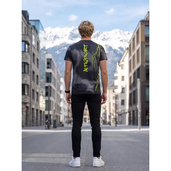  Pánské funkční triko premium ALTISPORT VOJ/ALM113TR01 ČERNÁ-FLUO YELLOW 