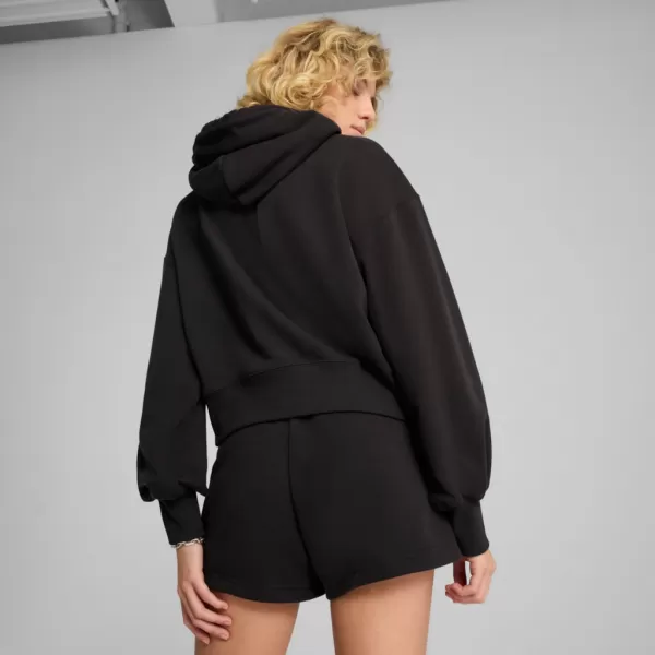  Dámská mikina PUMA WARDROBE ESS RELAXED CROPPED HOODIE TR 629746-01 ČERNÁ 