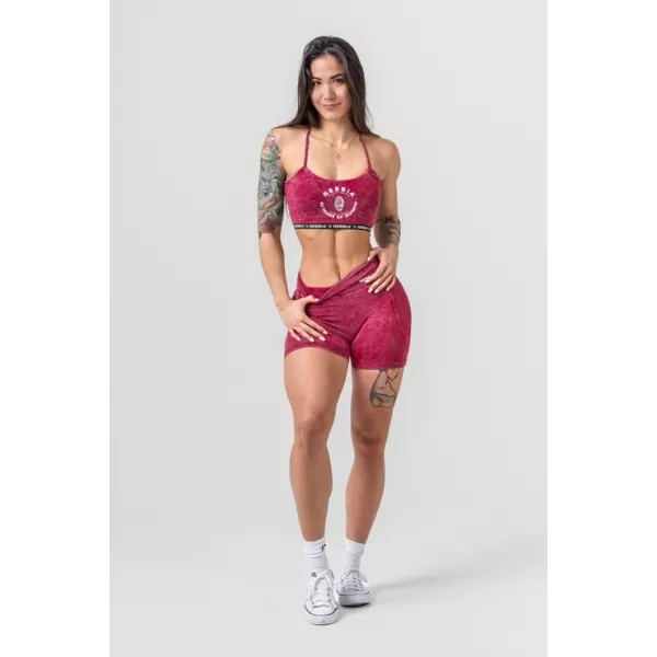  NEBBIA Washed legínové šortky s vysokým pasem HERITAGE 780 RED 