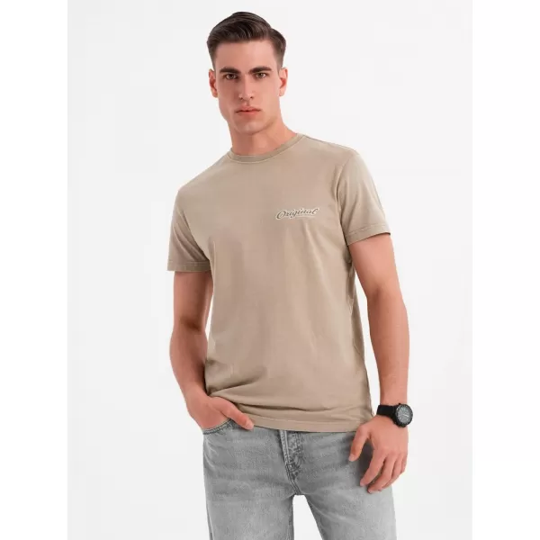  Pánské triko OMBRE OM-TSWT-0201 DARK BEIGE 