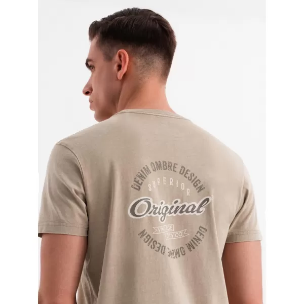  Pánské triko OMBRE OM-TSWT-0201 DARK BEIGE 
