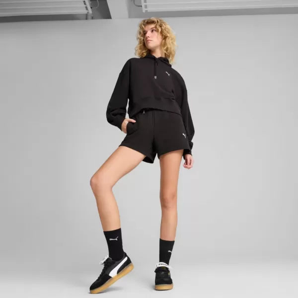  Dámská mikina PUMA WARDROBE ESS RELAXED CROPPED HOODIE TR 629746-01 ČERNÁ 