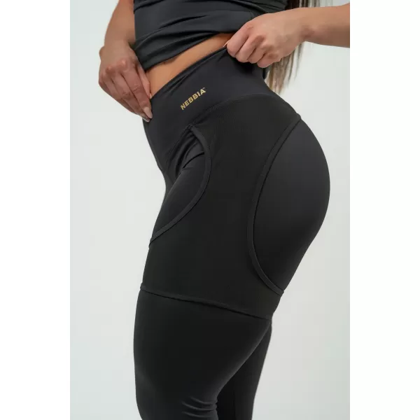  NEBBIA Dámské sportovní legíny se síťkou INTENSE Mesh 838 Gold BLACK/GOLD 