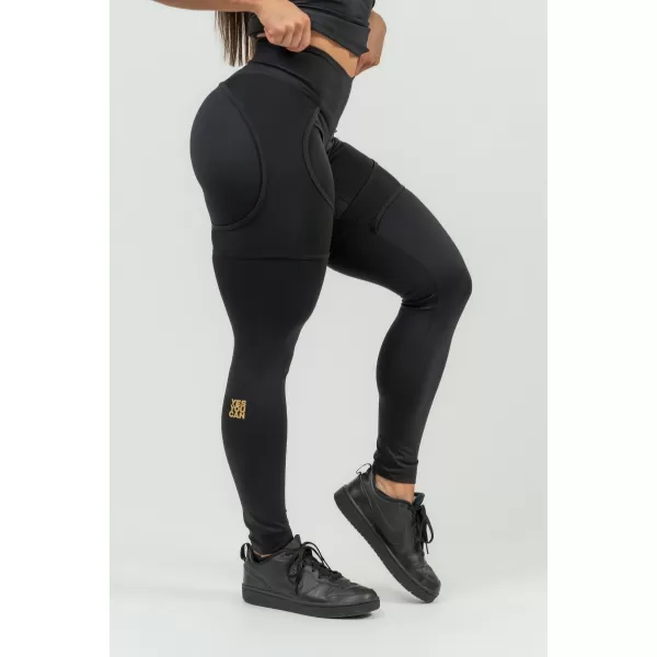  NEBBIA Dámské sportovní legíny se síťkou INTENSE Mesh 838 Gold BLACK/GOLD 