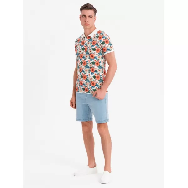  Pánské polo triko OMBRE OM-POSS-0149 WHITE 