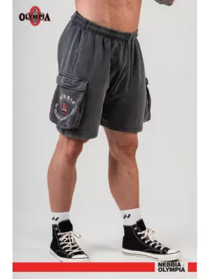 NEBBIA Washed volné cargo šortky LEGACY 787 BLACK