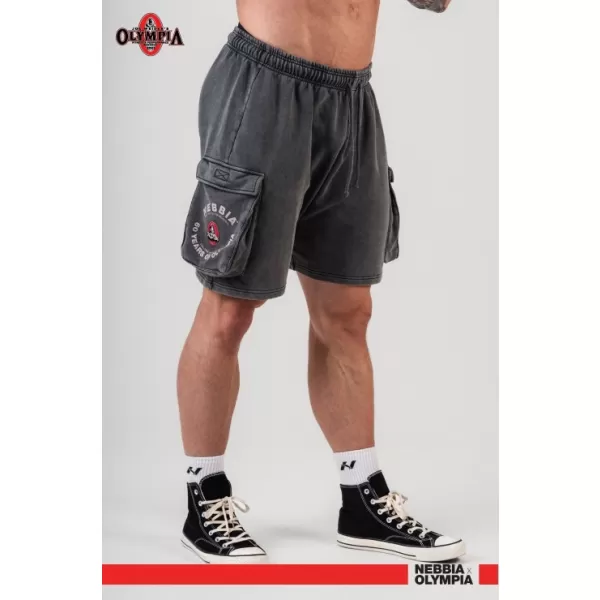  NEBBIA Washed volné cargo šortky LEGACY 787 BLACK 