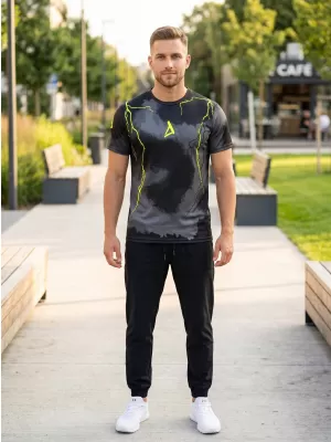 Pánské funkční triko premium ALTISPORT VOJ/ALM113TR01 ČERNÁ-FLUO YELLOW