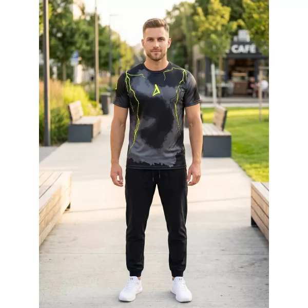  Pánské funkční triko premium ALTISPORT VOJ/ALM113TR01 ČERNÁ-FLUO YELLOW 