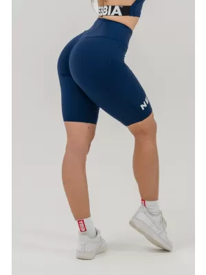 NEBBIA Leginové šortky s vysokým pasem 9 palce SNATCHED 614 DARK BLUE