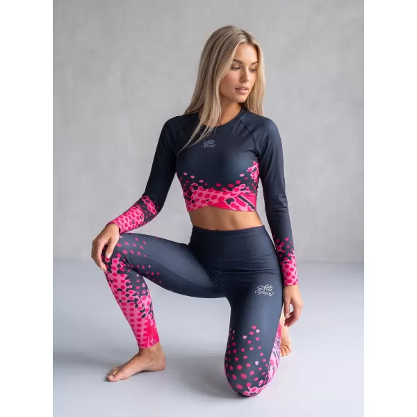  Dámský funkční crop top premium ALTISPORT VOJ/ALW109TR04 RŮŽOVO-ČERNÁ 