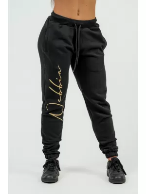 NEBBIA Dámské volné tepláky Signature INTENSE 846 BLACK/GOLD