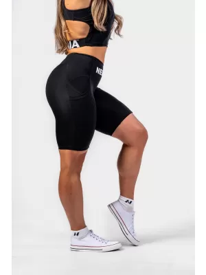 NEBBIA Cyklistické šortky s vysokým pasem 10 palce GYM THERAPY 628 BLACK