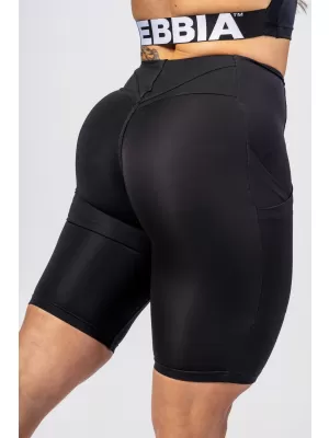 NEBBIA Cyklistické šortky s vysokým pasem 10 palce GYM THERAPY 628 BLACK
