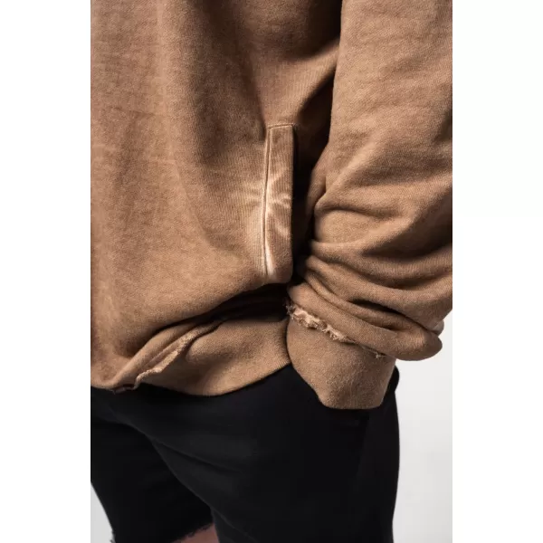  NEBBIA Washed-off mikina na zip GYM BRO 362 LIGHT BROWN 