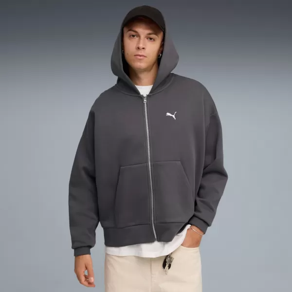  Pánská mikina PUMA WARDROBE ESS BOXY FULL-ZIP HOODIE DK 632066-44 ŠEDÁ 