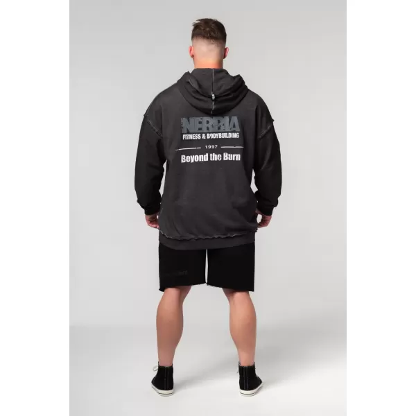  NEBBIA Washed-off mikina na zip GYM BRO 362 BLACK 