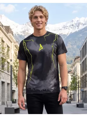 Pánské funkční triko premium ALTISPORT VOJ/ALM113TR01 ČERNÁ-FLUO YELLOW