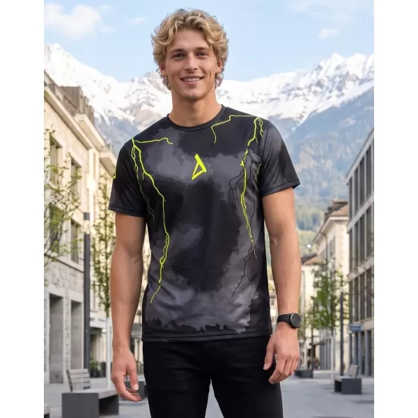  Pánské funkční triko premium ALTISPORT VOJ/ALM113TR01 ČERNÁ-FLUO YELLOW 