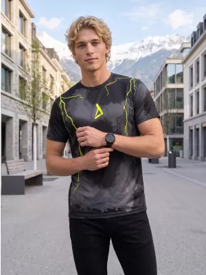 Pánské funkční triko premium ALTISPORT VOJ/ALM113TR01 ČERNÁ-FLUO YELLOW