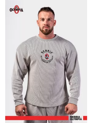 NEBBIA Oversized mikina bez kapuce SIGNATURE 797 LIGHT GREY
