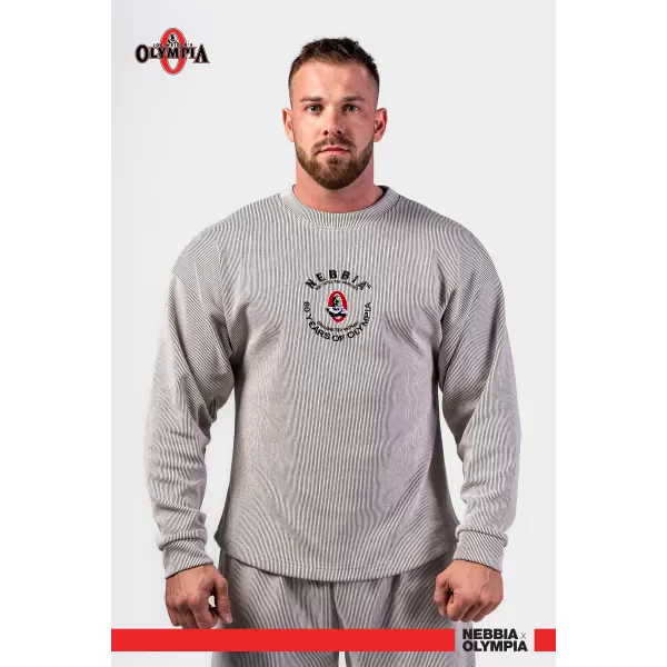  NEBBIA Oversized mikina bez kapuce SIGNATURE 797 LIGHT GREY 