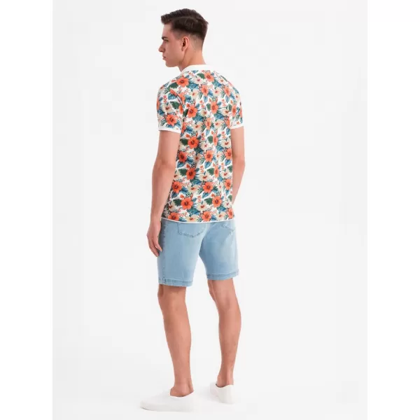  Pánské polo triko OMBRE OM-POSS-0149 WHITE 