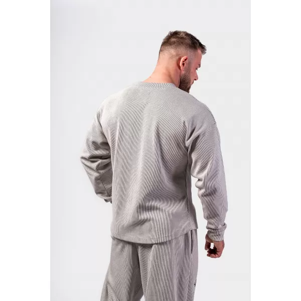  NEBBIA Oversized mikina bez kapuce SIGNATURE 797 LIGHT GREY 