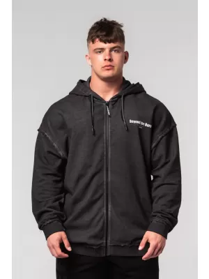 NEBBIA Washed-off mikina na zip GYM BRO 362 BLACK