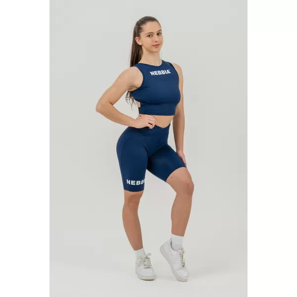  NEBBIA Leginové šortky s vysokým pasem 9 palce SNATCHED 614 DARK BLUE 