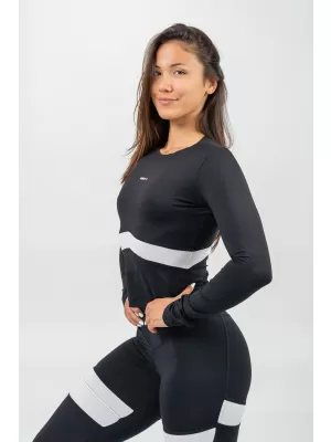 NEBBIA Černý top s dlouhým rukávem TRUE HERO 242 BLACK