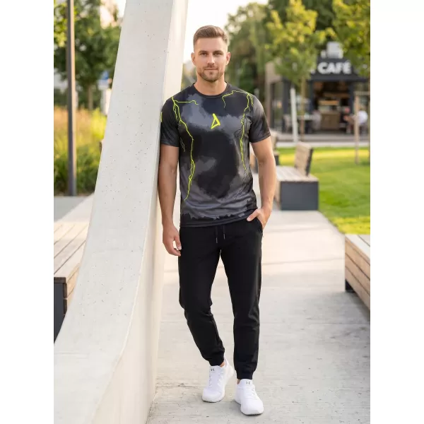  Pánské funkční triko premium ALTISPORT VOJ/ALM113TR01 ČERNÁ-FLUO YELLOW 