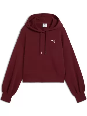 Dámská mikina PUMA WARDROBE ESS RELAXED CROPPED HOODIE TR 629746-96 ČERVENÁ