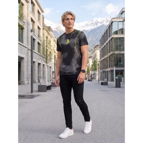  Pánské funkční triko premium ALTISPORT VOJ/ALM113TR01 ČERNÁ-FLUO YELLOW 