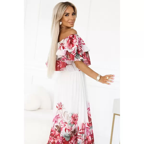  Dámské šaty NUMOCO 606-1 BÍLÁ/RŮŽOVÁ 