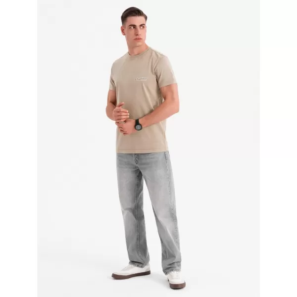  Pánské triko OMBRE OM-TSWT-0201 DARK BEIGE 