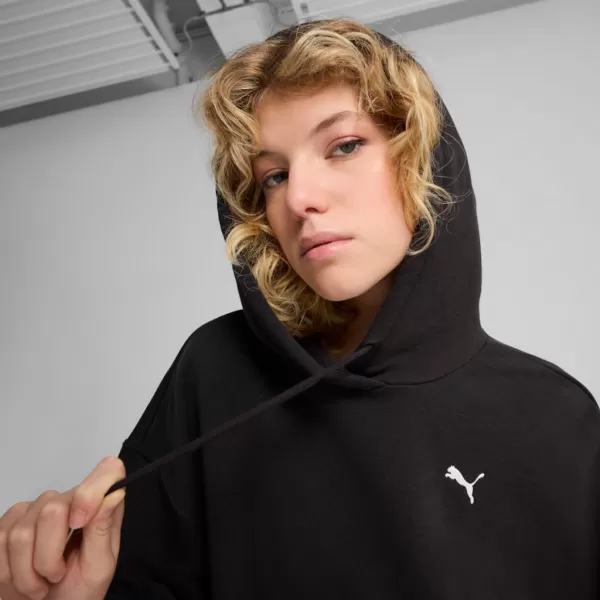  Dámská mikina PUMA WARDROBE ESS RELAXED CROPPED HOODIE TR 629746-01 ČERNÁ 