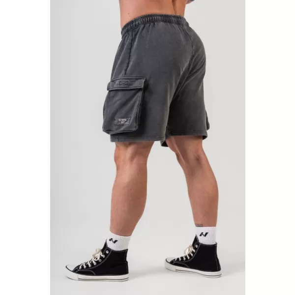  NEBBIA Washed volné cargo šortky LEGACY 787 BLACK 