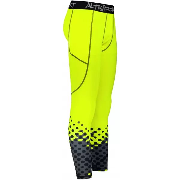  Pánské sportovní legíny dlouhé premium ALTISPORT VOJ/ALM109LEG01 FLUO YELLOW 