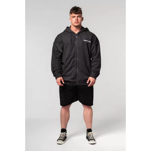  NEBBIA Washed-off mikina na zip GYM BRO 362 BLACK 