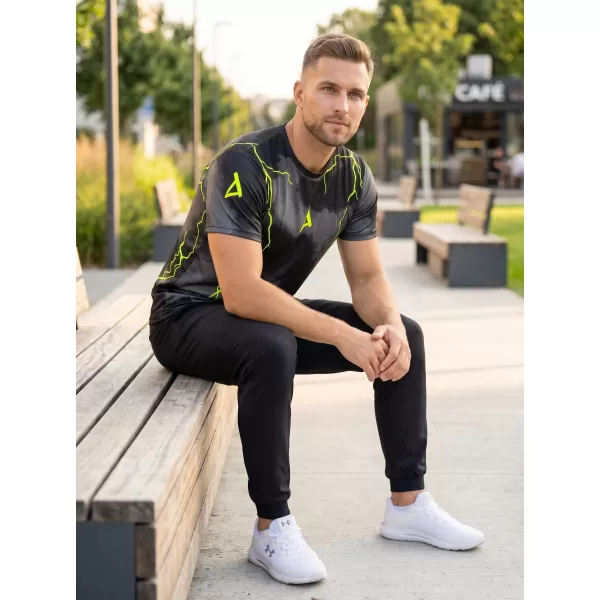  Pánské funkční triko premium ALTISPORT VOJ/ALM113TR01 ČERNÁ-FLUO YELLOW 