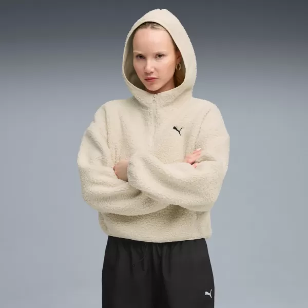  Dámská mikina PUMA WARDROBE ESS OVERSIZED POLAR FLEECE HOODIE 632048-87 BÍLÁ 