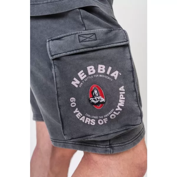  NEBBIA Washed volné cargo šortky LEGACY 787 BLACK 