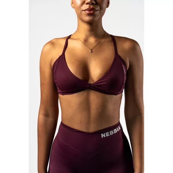  NEBBIA Sportovní podprsenka se střední oporou TWIST-KNOT 423 DARK RED 