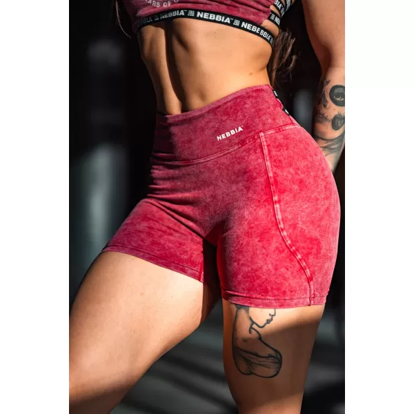  NEBBIA Washed legínové šortky s vysokým pasem HERITAGE 780 RED 