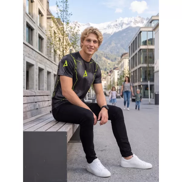  Pánské funkční triko premium ALTISPORT VOJ/ALM113TR01 ČERNÁ-FLUO YELLOW 