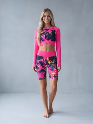 Dámský funkční crop top premium ALTISPORT VOJ/ALW110TR04 RŮŽOVOČERNÁ
