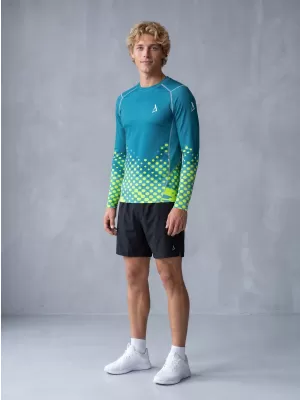 Pánské funkční kompresní triko s dlouhým rukávem premium ALTISPORT VOJ/ALM109TR03 EMERALD-FLUO