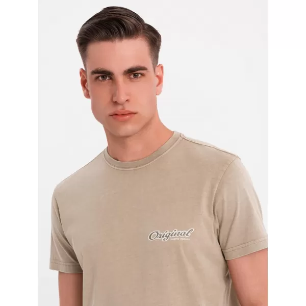  Pánské triko OMBRE OM-TSWT-0201 DARK BEIGE 